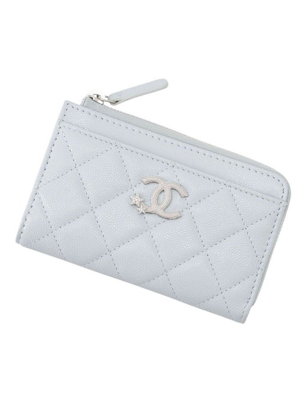 Chanel Coin Purse Quilted CC Logo Star Fragment Case Caviar Leather Wallet Card